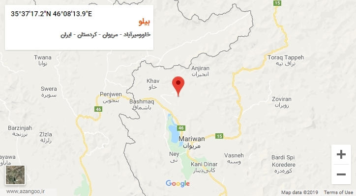 روستای بیلو بر روی نقشه