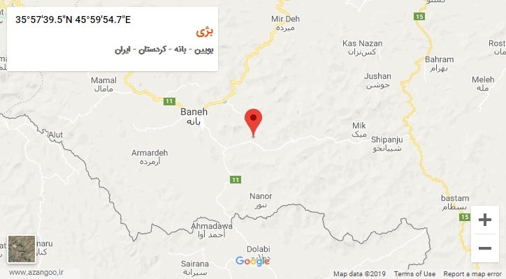 روستای بژی بر روی نقشه