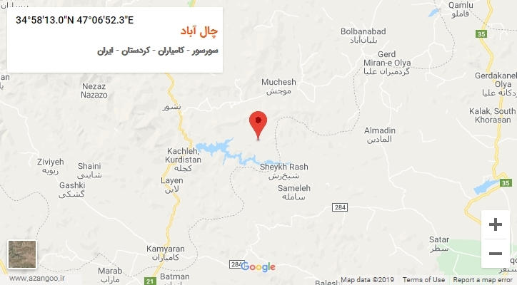 روستای چال آباد بر روی نقشه