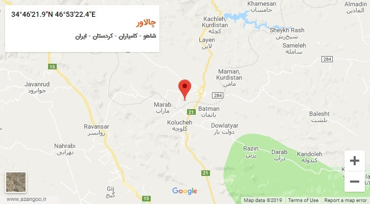 روستای چالاور بر روی نقشه