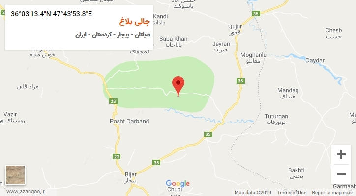 روستای چالی بلاغ بر روی نقشه