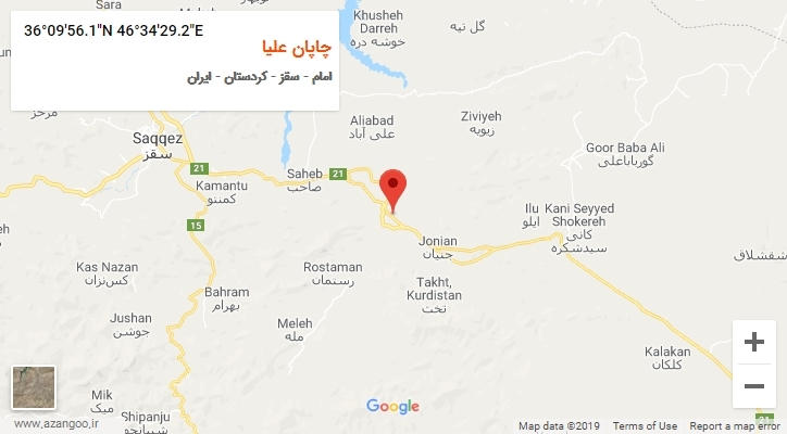 روستای چاپان علیا بر روی نقشه