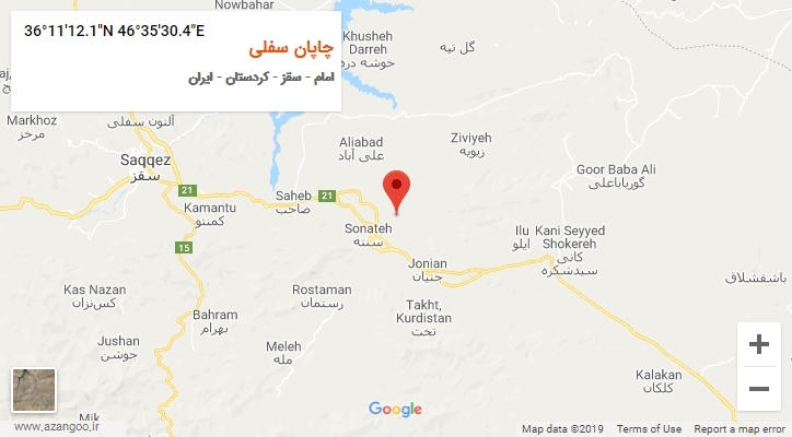 روستای چاپان سفلی بر روی نقشه