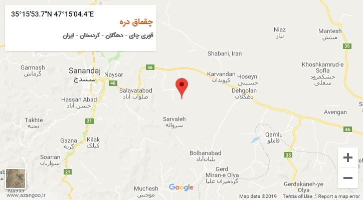روستای چقماق دره بر روی نقشه
