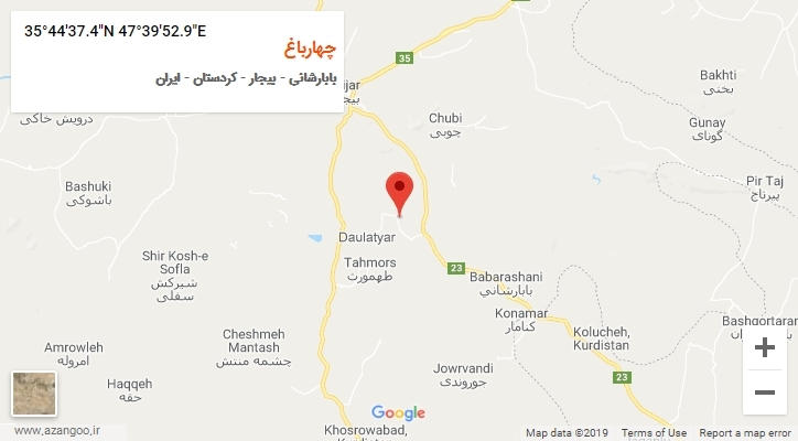 روستای چهارباغ بر روی نقشه