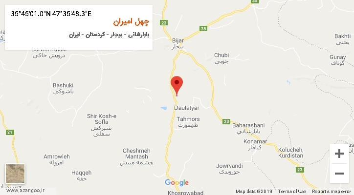 روستای چهل امیران بر روی نقشه