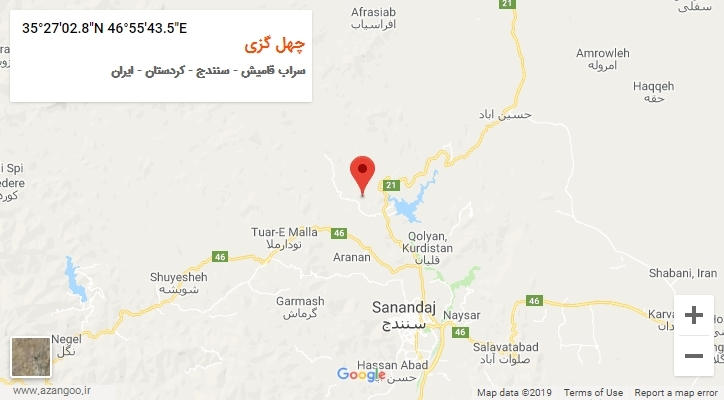 روستای چهل گزی بر روی نقشه