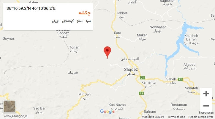 روستای چکشه بر روی نقشه