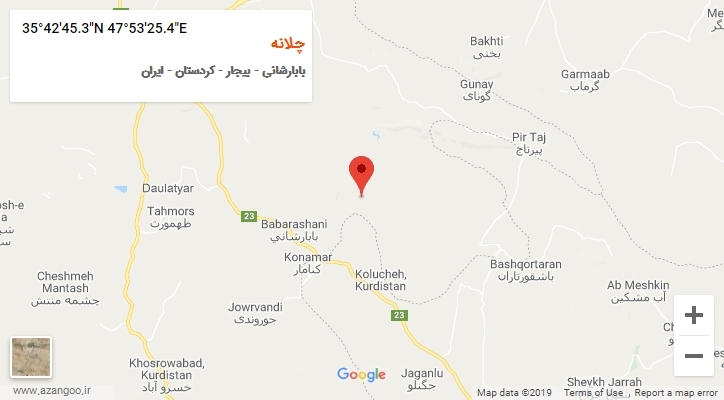 روستای چلانه بر روی نقشه