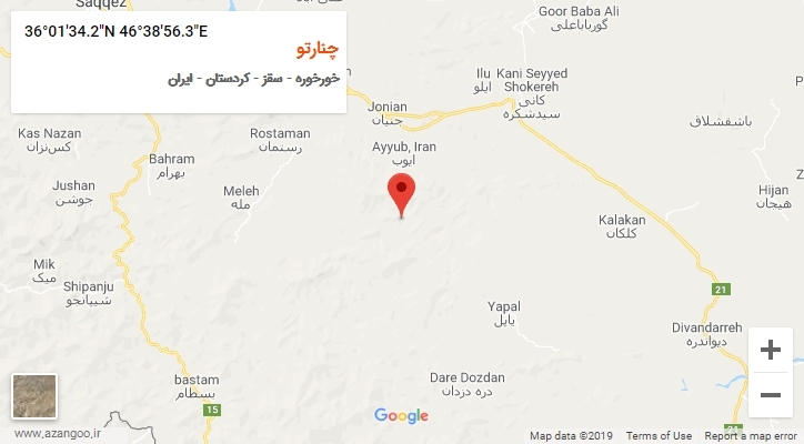 روستای چنارتو بر روی نقشه