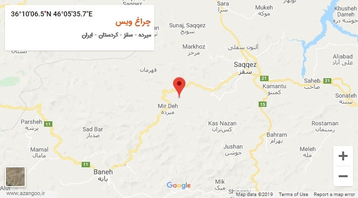 روستای چراغ ویس بر روی نقشه