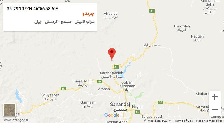 روستای چرندو بر روی نقشه