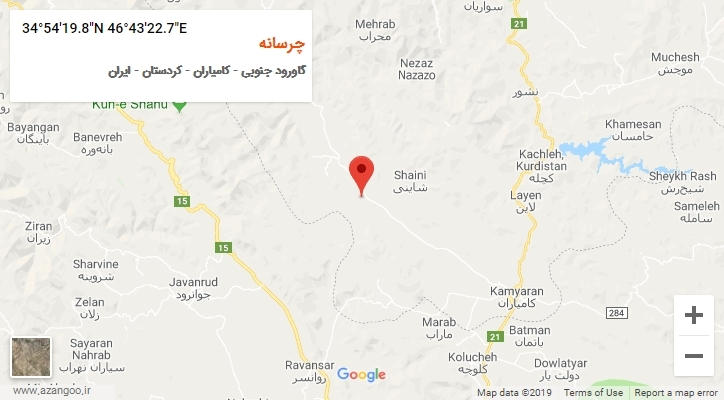 روستای چرسانه بر روی نقشه