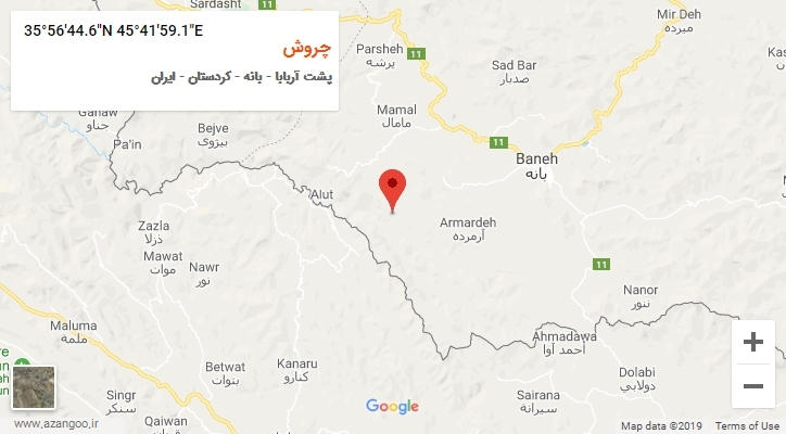 روستای چروش بر روی نقشه
