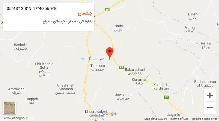 روستای چشمان بر روی نقشه