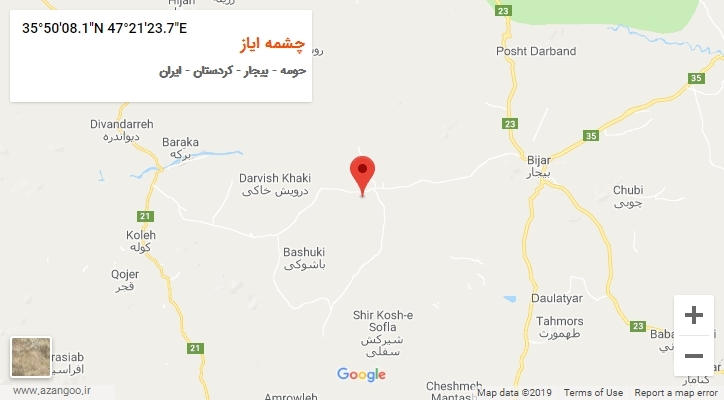 روستای چشمه ایاز بر روی نقشه