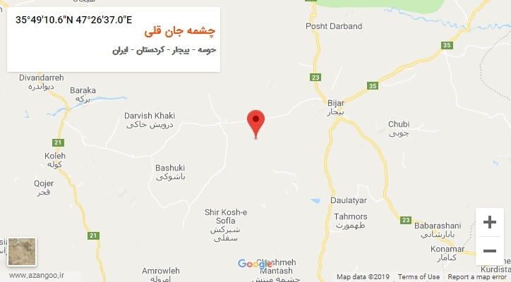 روستای چشمه جان قلی بر روی نقشه