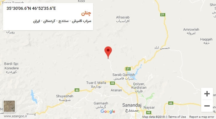 روستای چتان بر روی نقشه