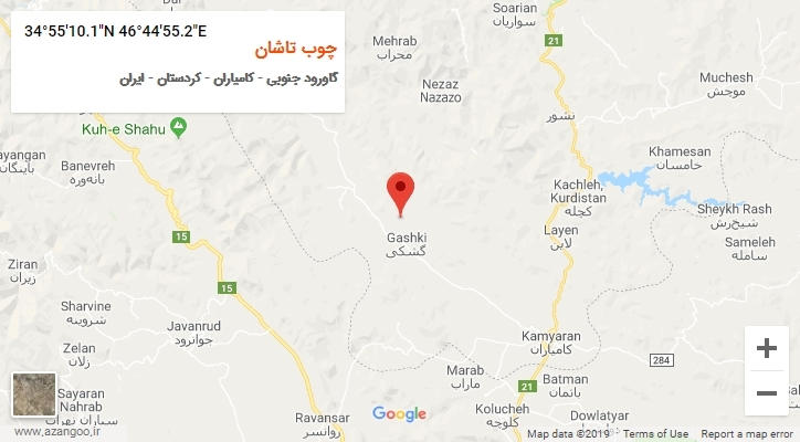 روستای چوب تاشان بر روی نقشه
