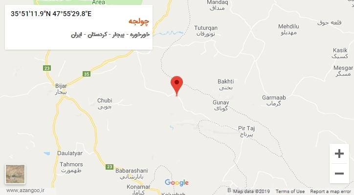 روستای چولجه بر روی نقشه