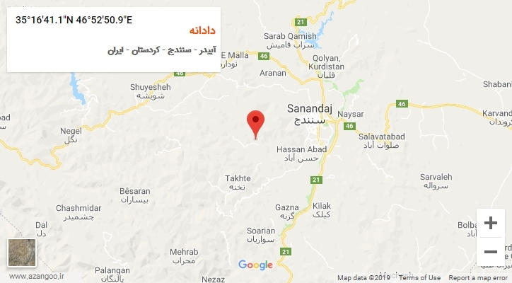 روستای دادانه بر روی نقشه