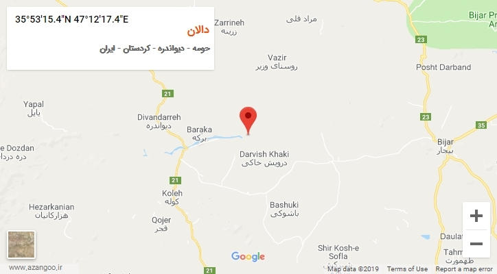 روستای دالان بر روی نقشه