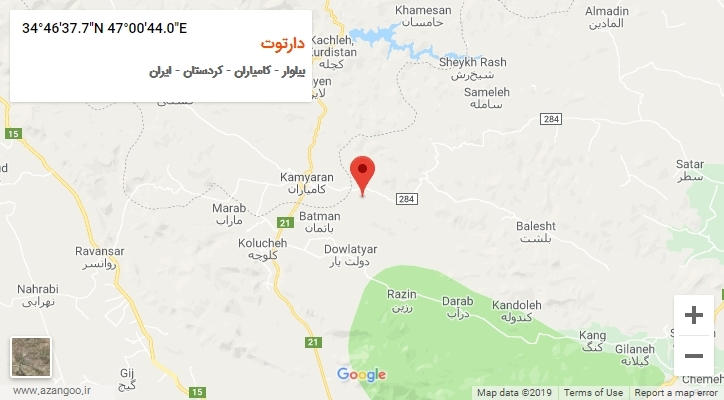 روستای دارتوت بر روی نقشه
