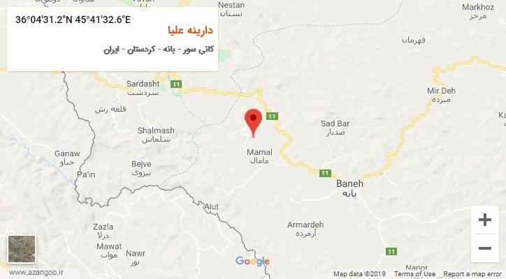 روستای دارینه علیا بر روی نقشه