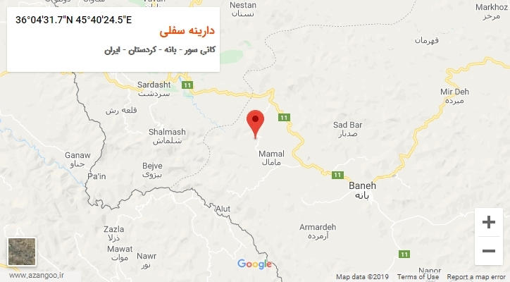 روستای دارینه سفلی بر روی نقشه