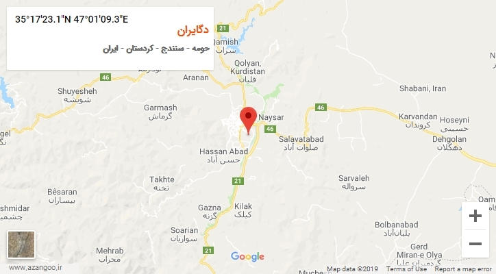 روستای دگایران بر روی نقشه