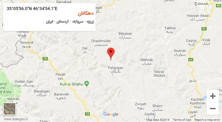 روستای دهکانان بر روی نقشه