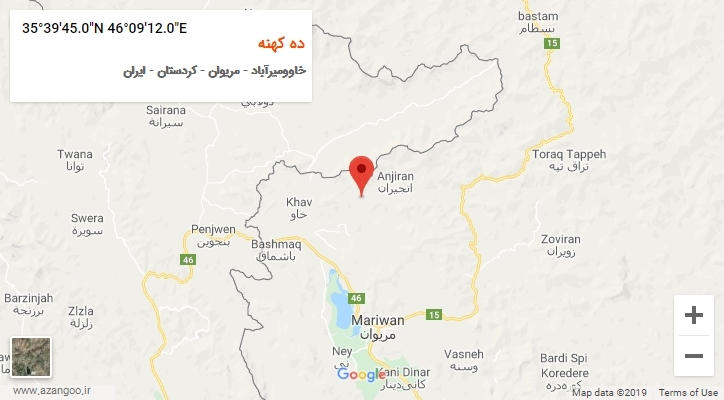 روستای ده کهنه بر روی نقشه
