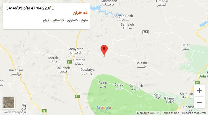 روستای ده خران بر روی نقشه