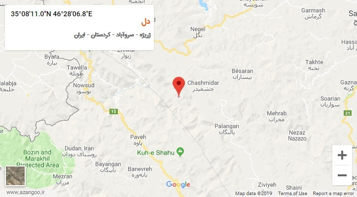 روستای دل بر روی نقشه