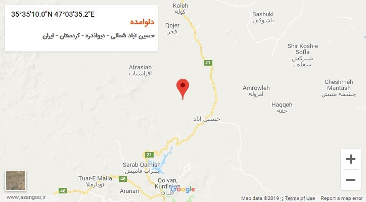 روستای دلوامده بر روی نقشه