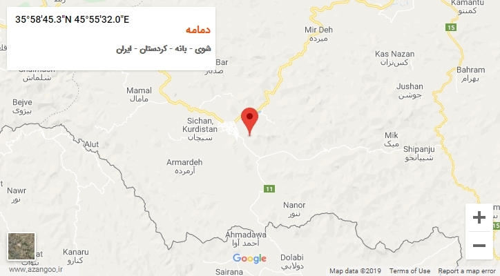 روستای دمامه بر روی نقشه