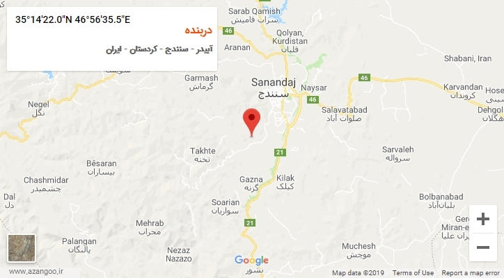 روستای دربنده بر روی نقشه