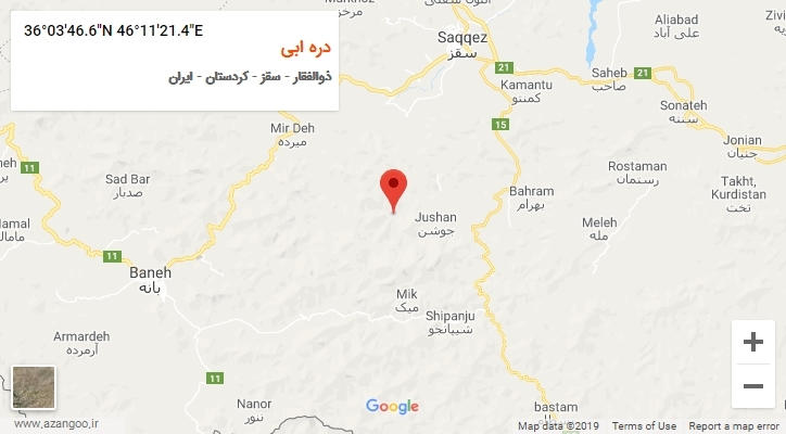 روستای دره ابی بر روی نقشه