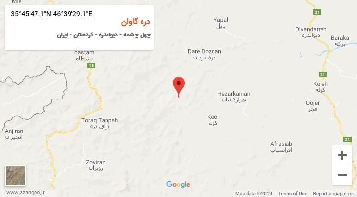 روستای دره گاوان بر روی نقشه