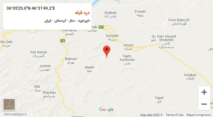 روستای دره قبله بر روی نقشه