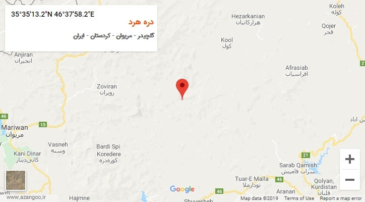 روستای دره هرد بر روی نقشه