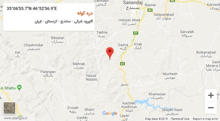 روستای دره کوله بر روی نقشه