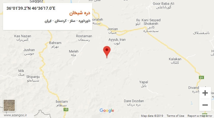 روستای دره شیخان بر روی نقشه