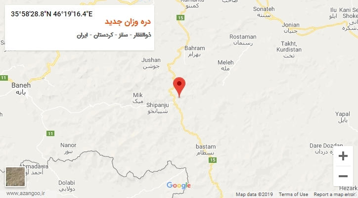 روستای دره وزان جدید بر روی نقشه