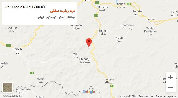 روستای دره زیارت سفلی بر روی نقشه