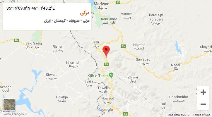 روستای درکی بر روی نقشه