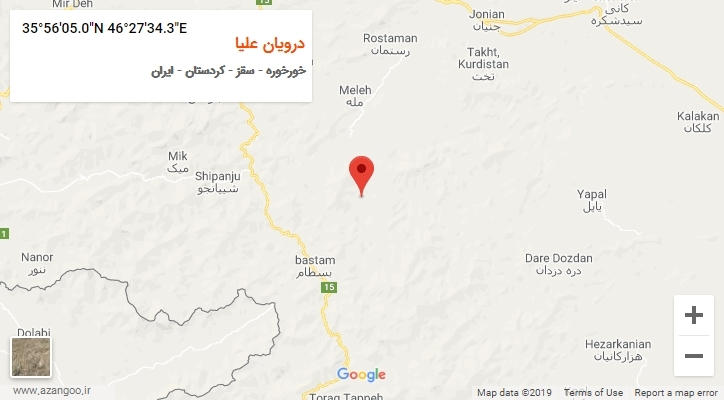 روستای درویان علیا بر روی نقشه