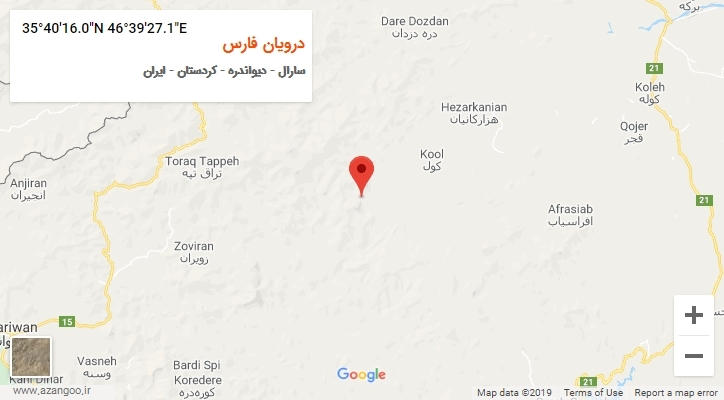 روستای درویان فارس بر روی نقشه