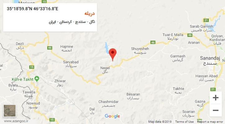 روستای دریله بر روی نقشه