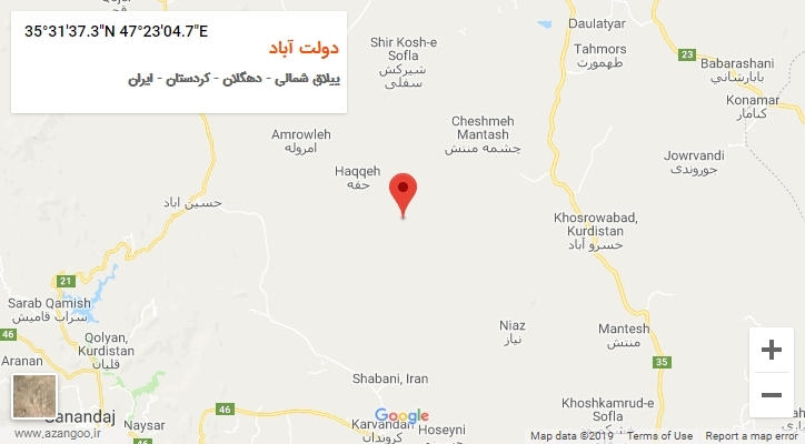 روستای دولت آباد بر روی نقشه